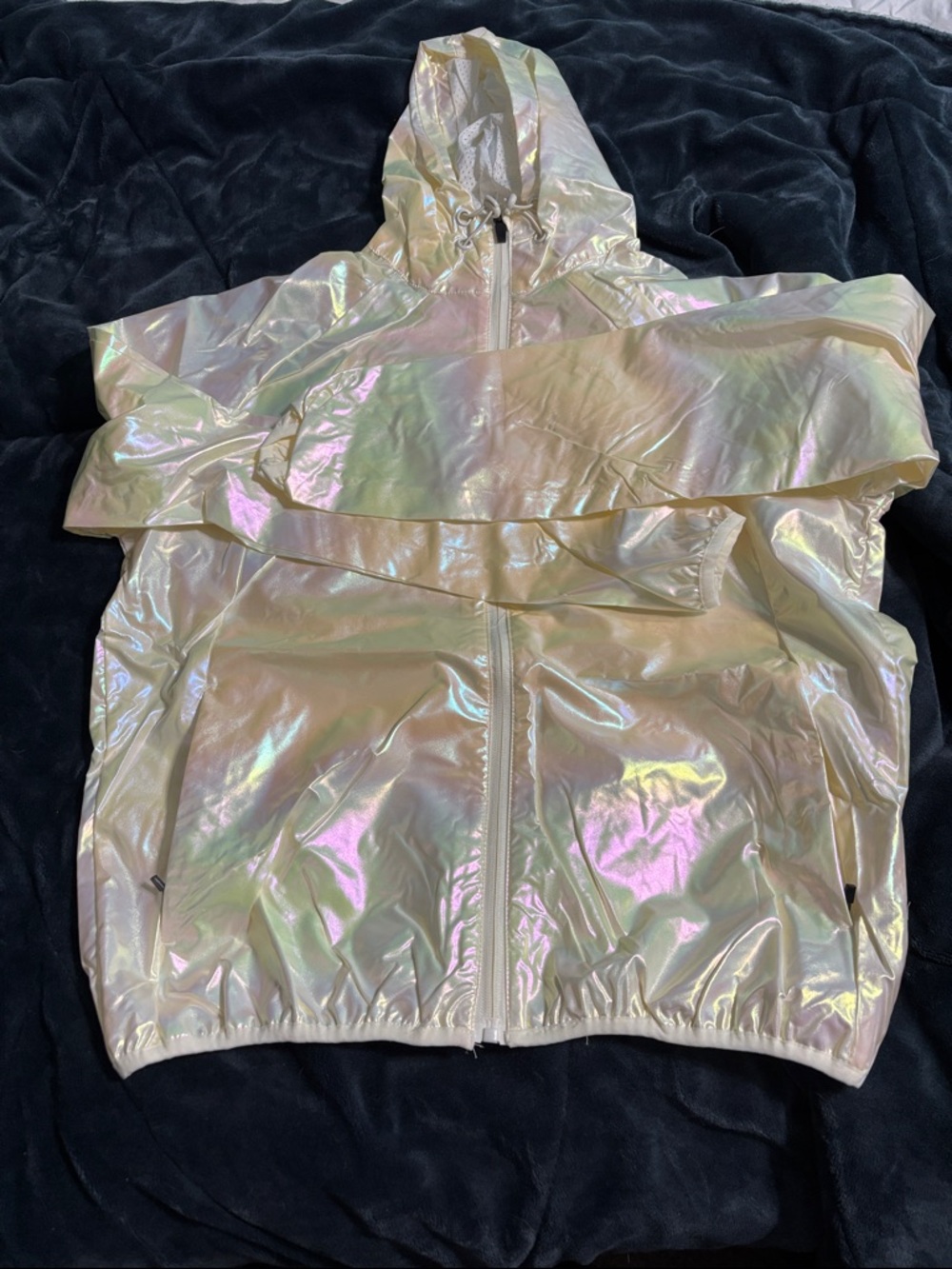 Iridescent Hooded Utility Jacket - Light Pearl